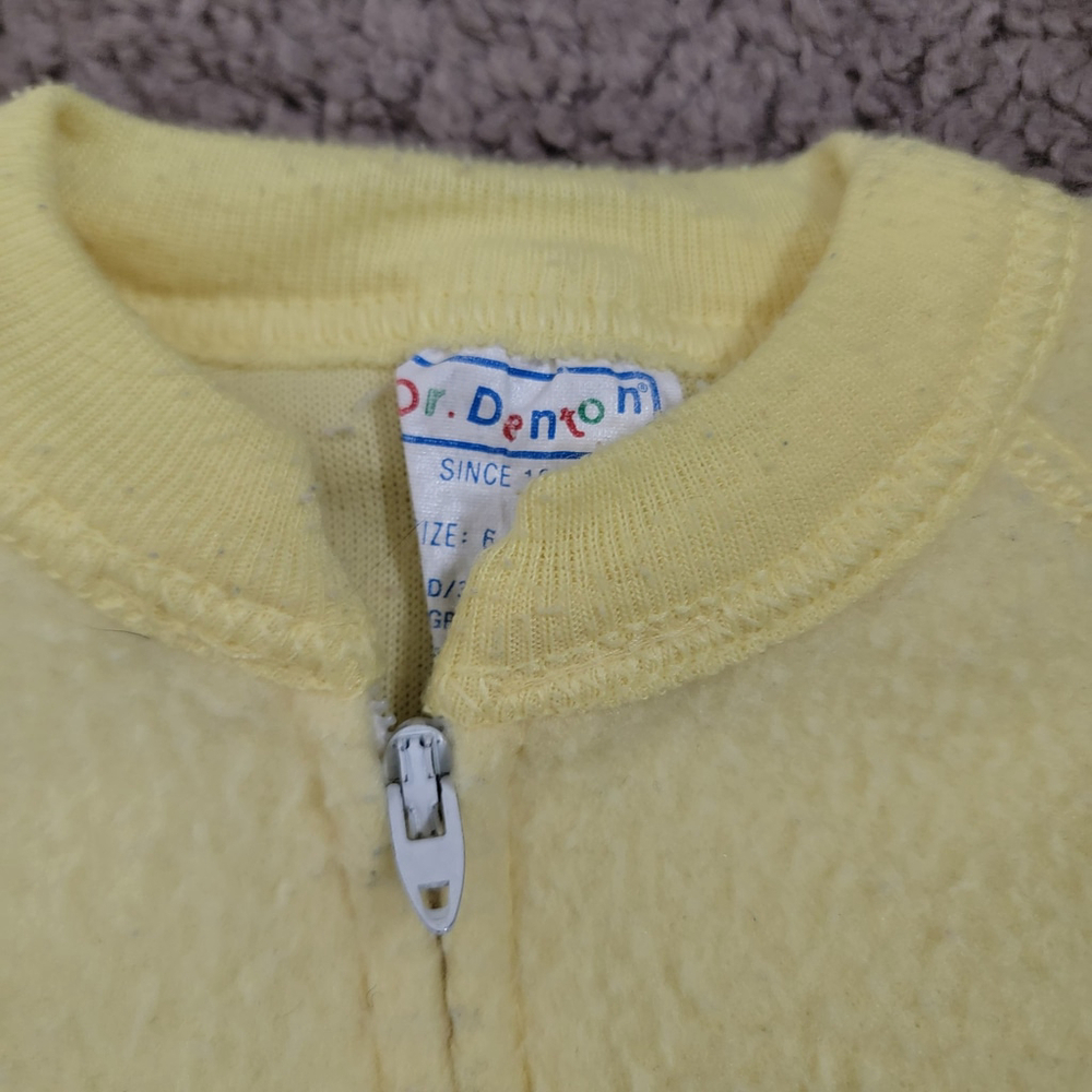 Vintage 70s Dr. Denton Blanket Sleeper Yellow zip Footie pajamas 6-12 mo - Picture 8 of 15